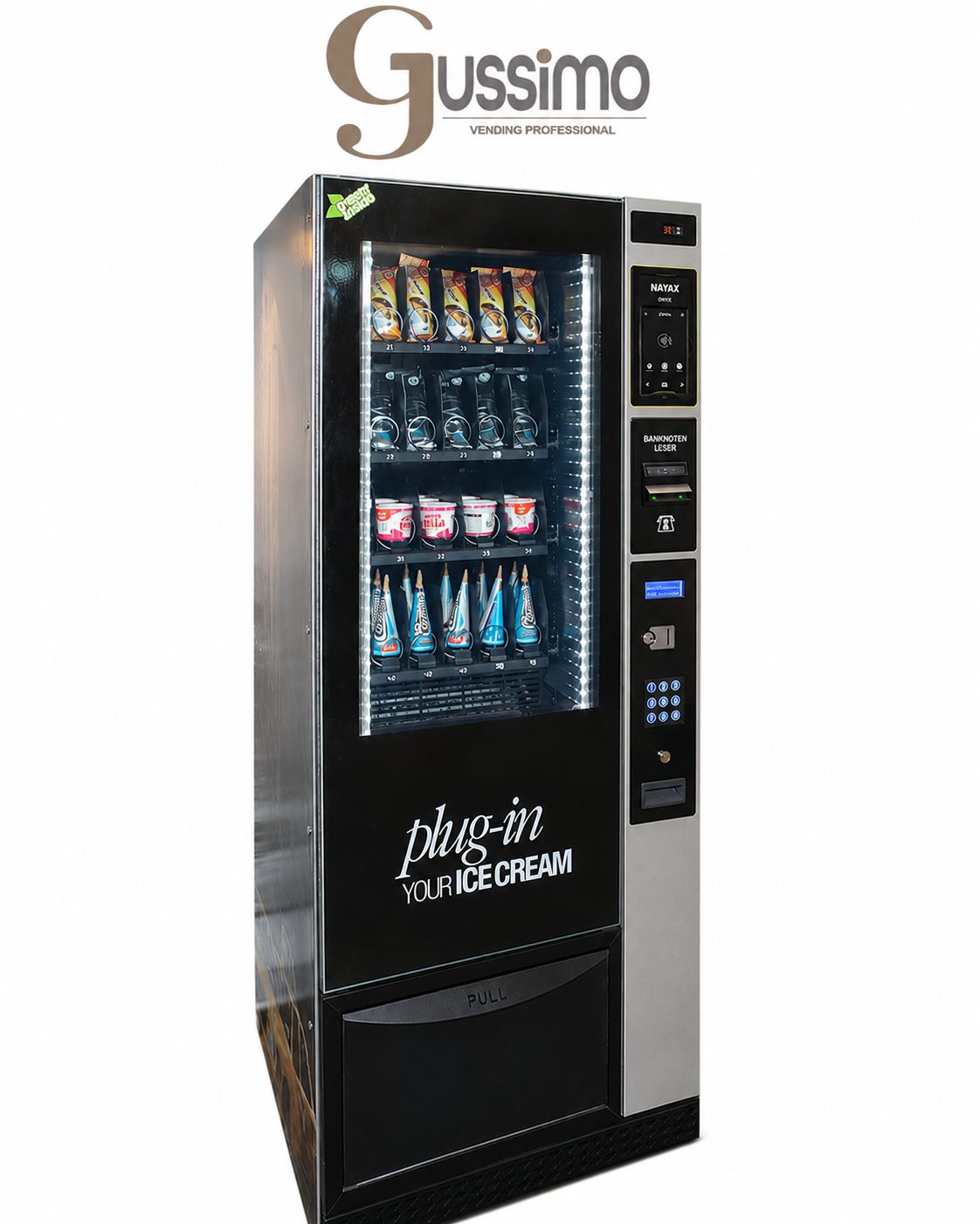 GELATO24 Eisautomat ( inklusive NAYAX Kartenlesegerät, Banknotenleser und Münzwechsler ) AKTIONSPREIS